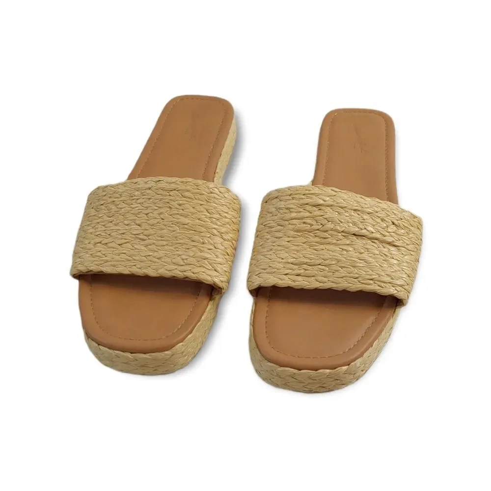 Universal Thread Women's Mardi Raffia Platform Sandals Size 11. - Picture 2 of 11